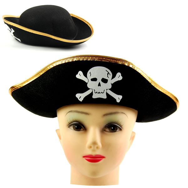 Fantasia Halloween Chapéu Pirata Prata ou Dourado