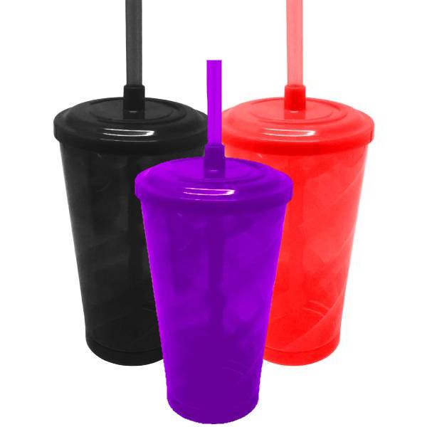 Copos Twistter Colorido Com Canudo E Tampa 500ml Lojas Keff